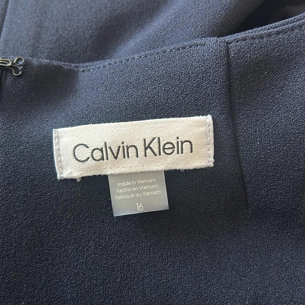 NEW Calvin Klein Scuba Sheath Midi Dress in Navy Size 16 New w/Tag