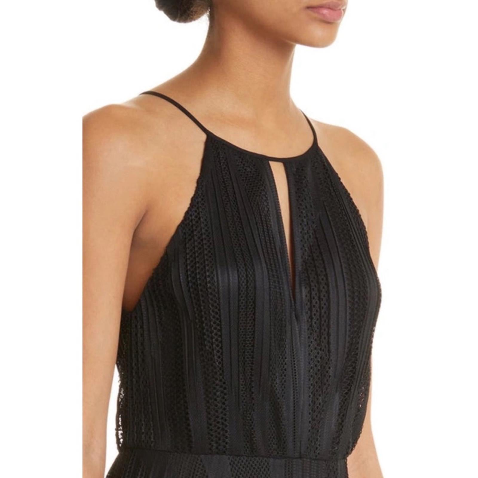 THEORY Pleated Lace Halter Midi Dress in Black, NWT, Size 2, Retail $595
