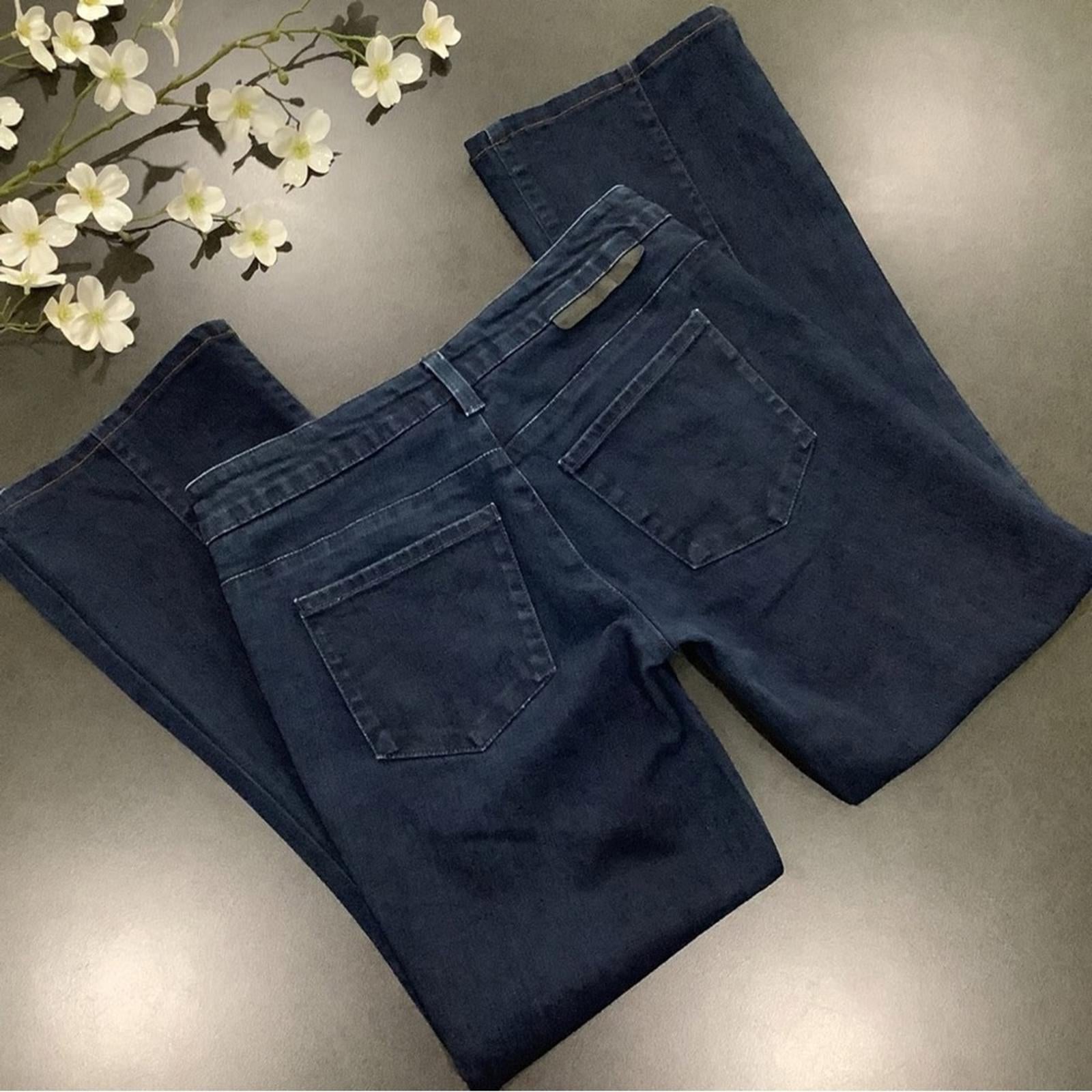 Stella McCartney Seamed Dark Wash Flare Mid-Rise Jeans, Size 26