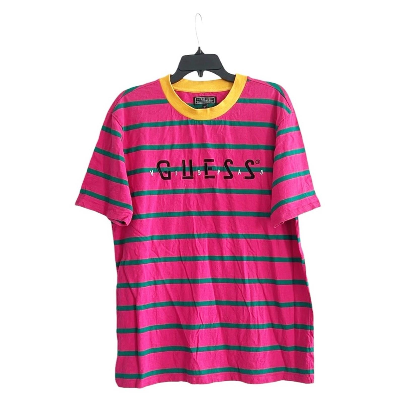 RARE Guess × J Balvin Vibras Stripe Accent Ringer T-Shirt, Size M EXCELLENT!