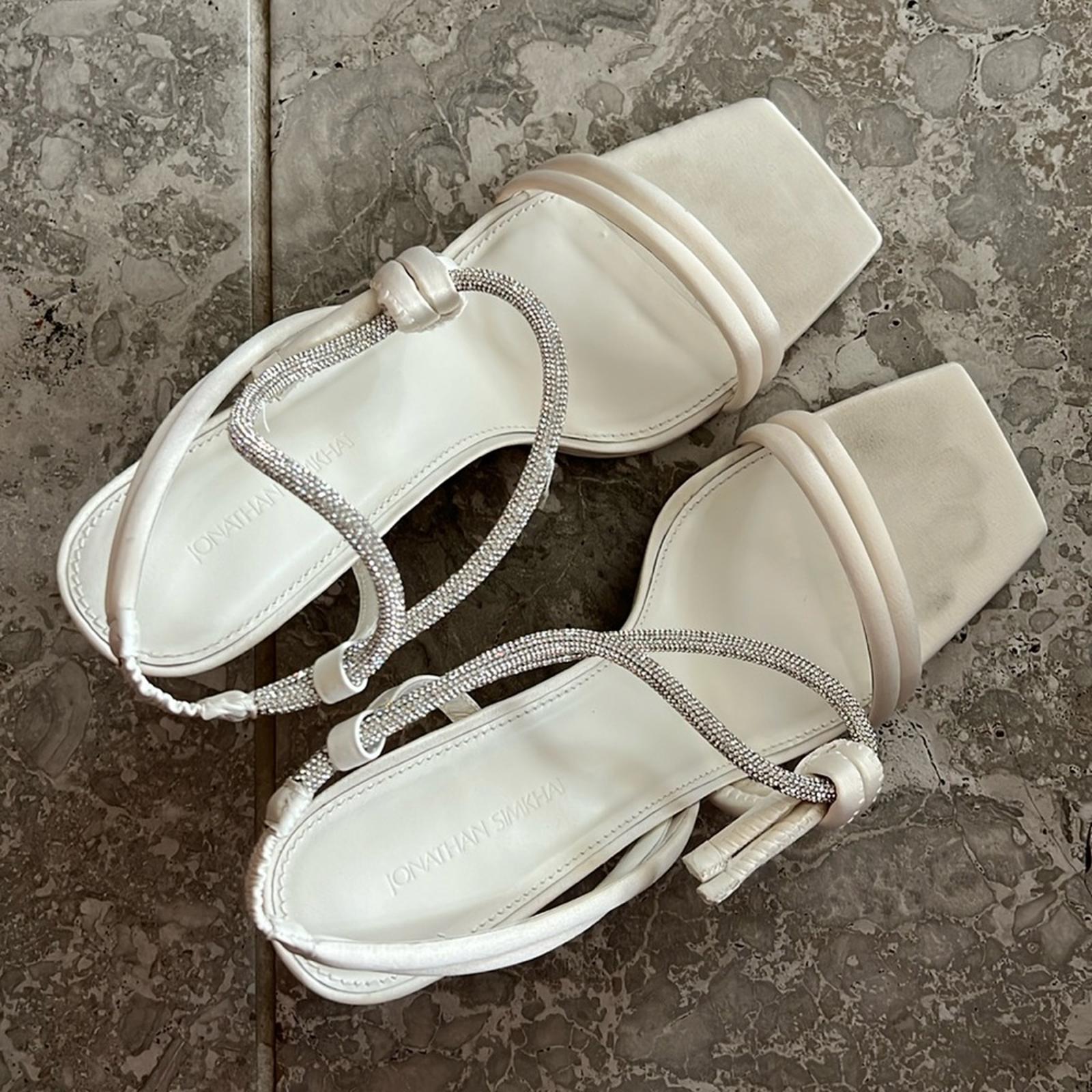 Jonathan Simkhai Revolve Cassie Crystal Strappy Sandal in Ivory, Size EU 41 $595