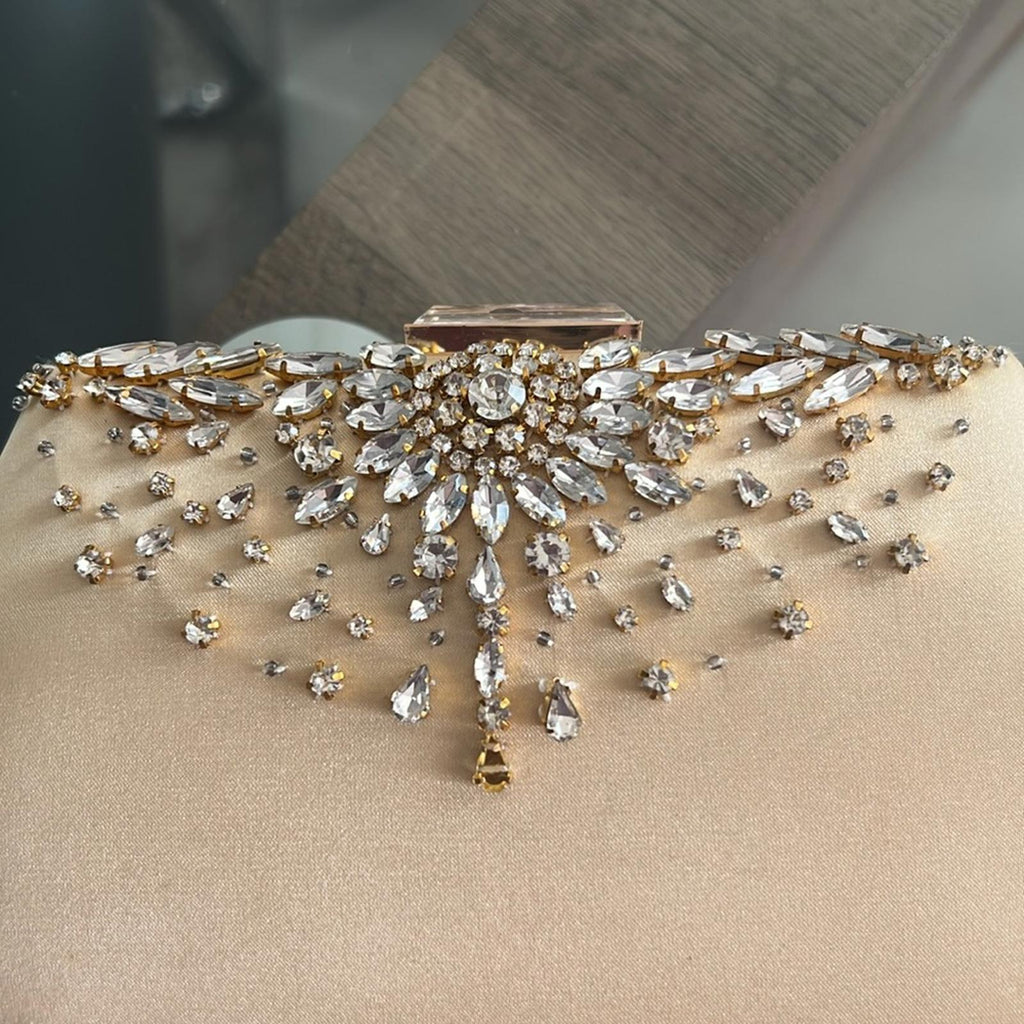 Badgley Mischka Embellished Convertible Clutch in Gold, New with Tag