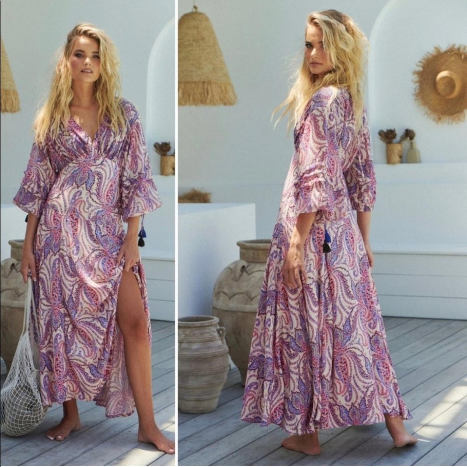 Free People Mirage Boho Printed Blouson Sleeve Maxi Dress, Size 4, New w/Tag