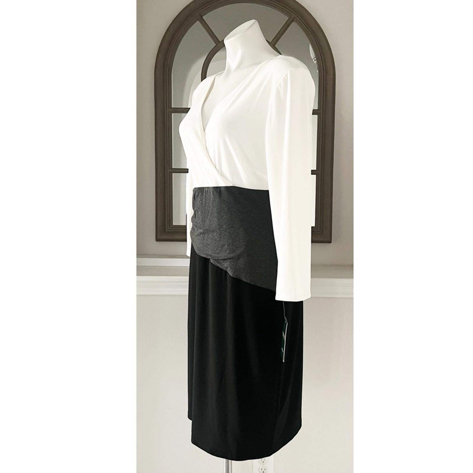 NEW Ralph Lauren Knee-Length Sheath Dress, Black/White/Grey Size 14 New w/Tag