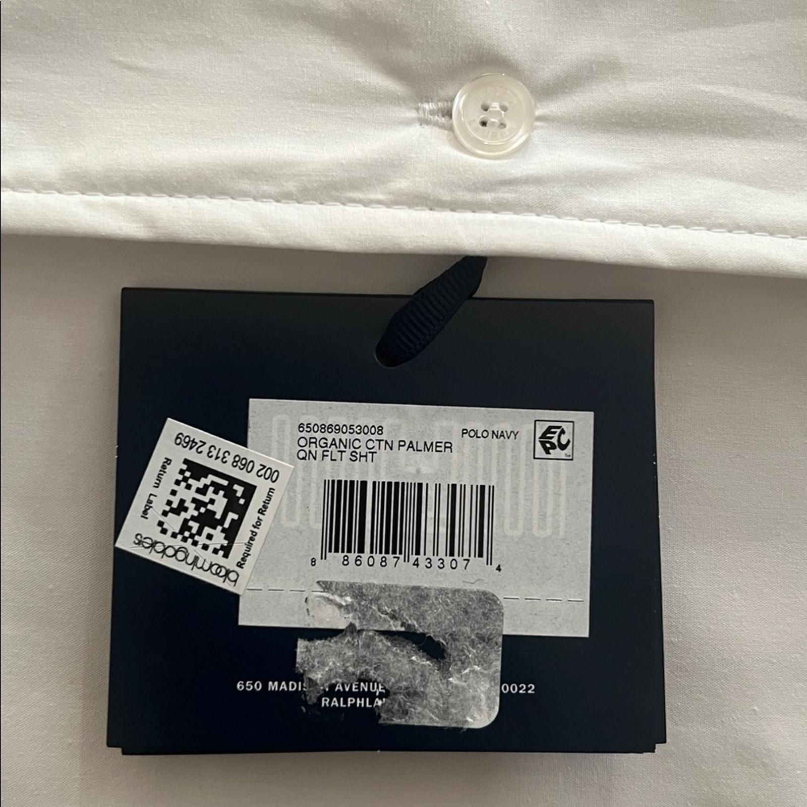 Ralph Lauren Home Organic Cotton Percale Palmer Queen Flat Sheet, Polo Navy, NEW