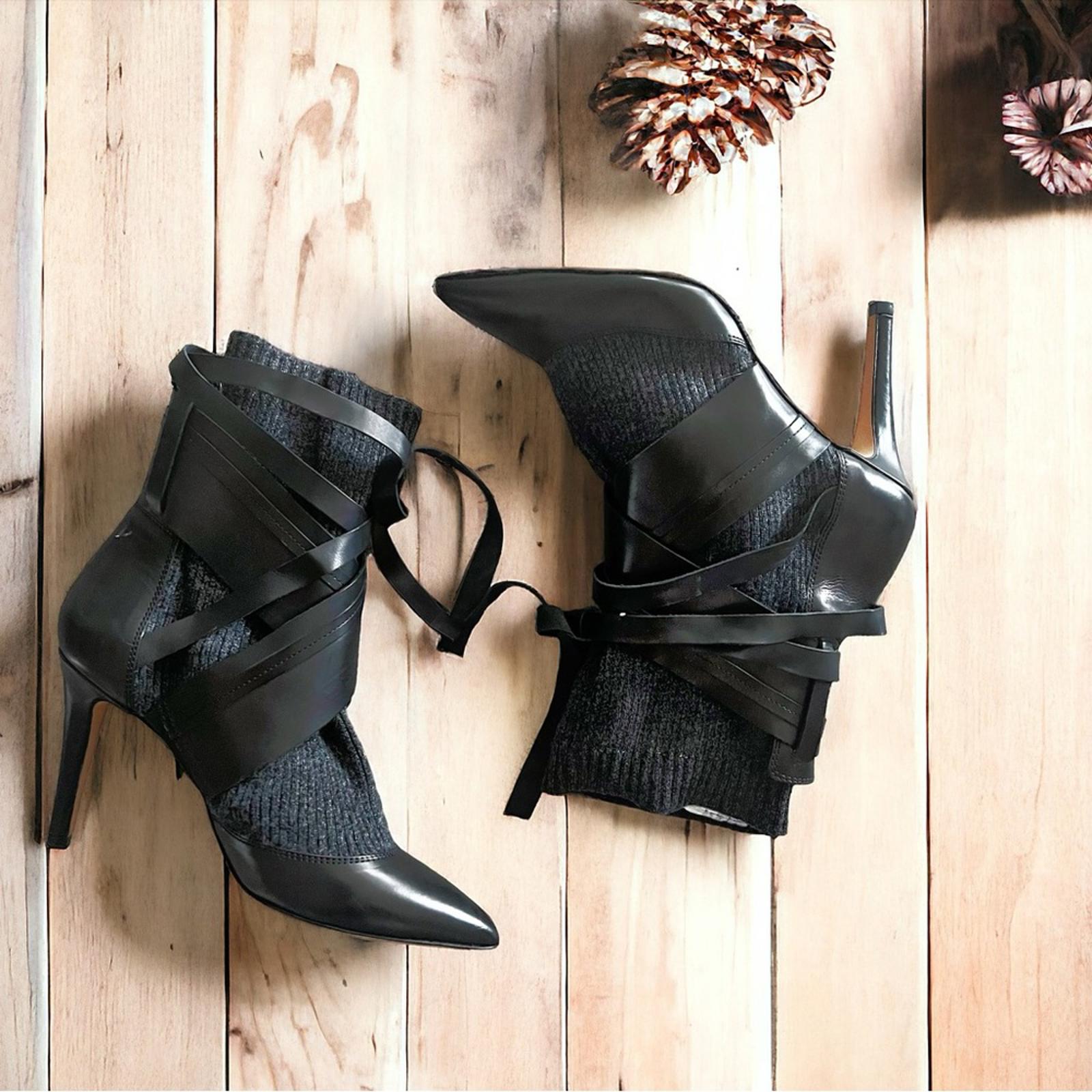 IRO Leather & Knit Sock Booties, Black Size FR41 | EU38 New in Box Retail 345 €