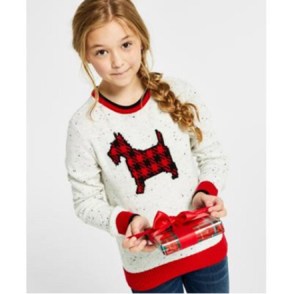 Charter Club Toddler Girls Plaid Dog Print Sweater, Size XL New w/Tag