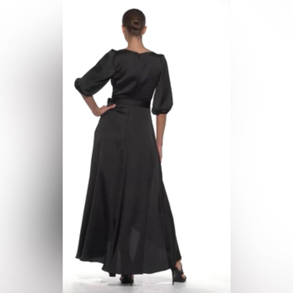 DKNY Balloon-Sleeve Satin Gown in Black, Size 6 New w/Tag Retail $229