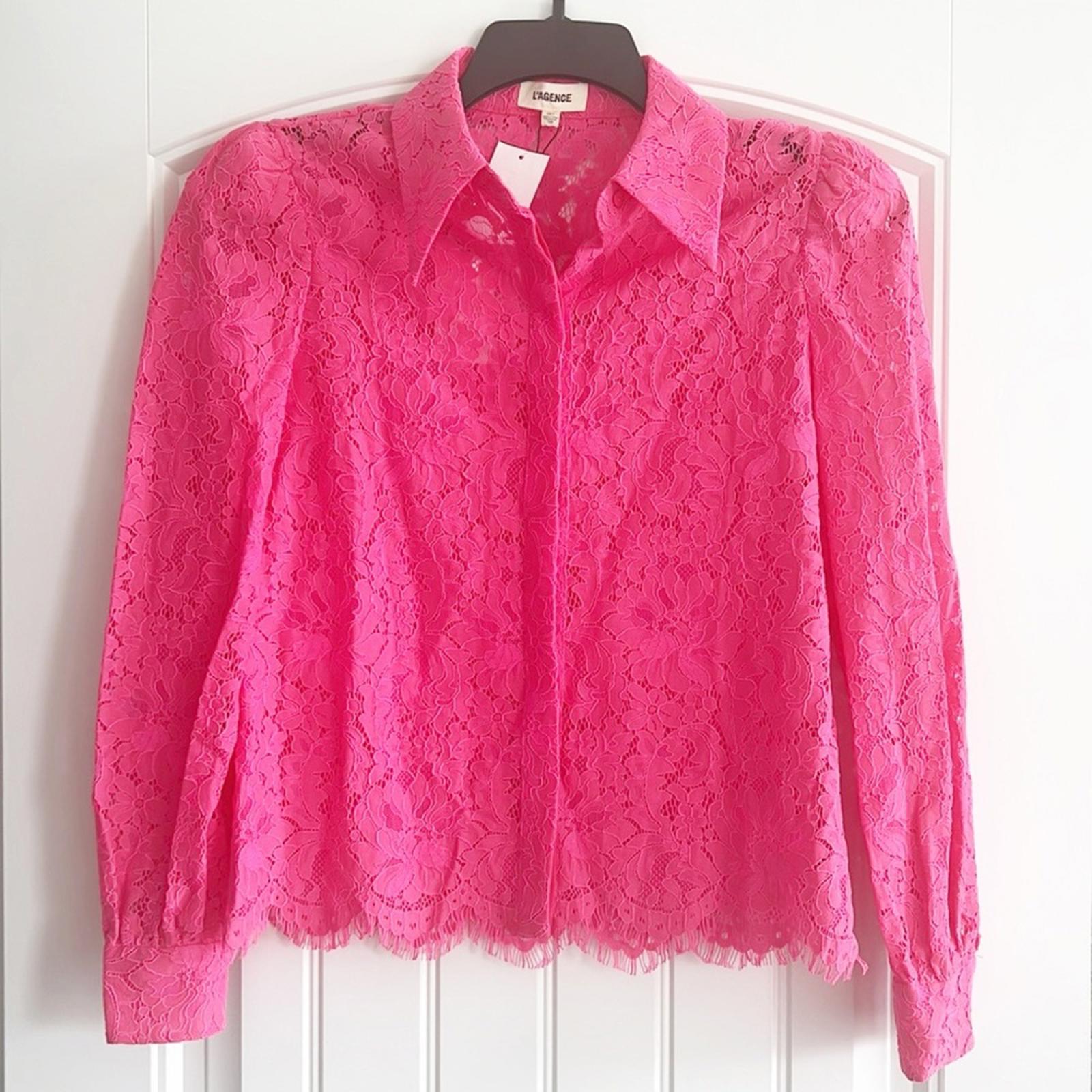 New L’Agence Jenica Lace Blouse, Pink Size XS New w/Tag