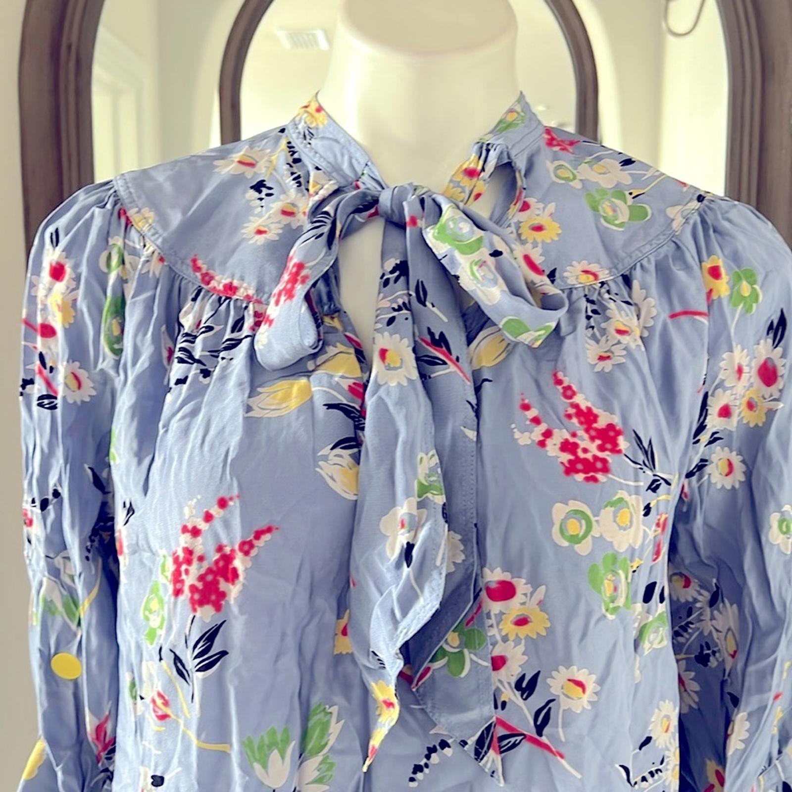 Polo Ralph Lauren Floral Neck Tie Blouse Size XS EXCELLENT!