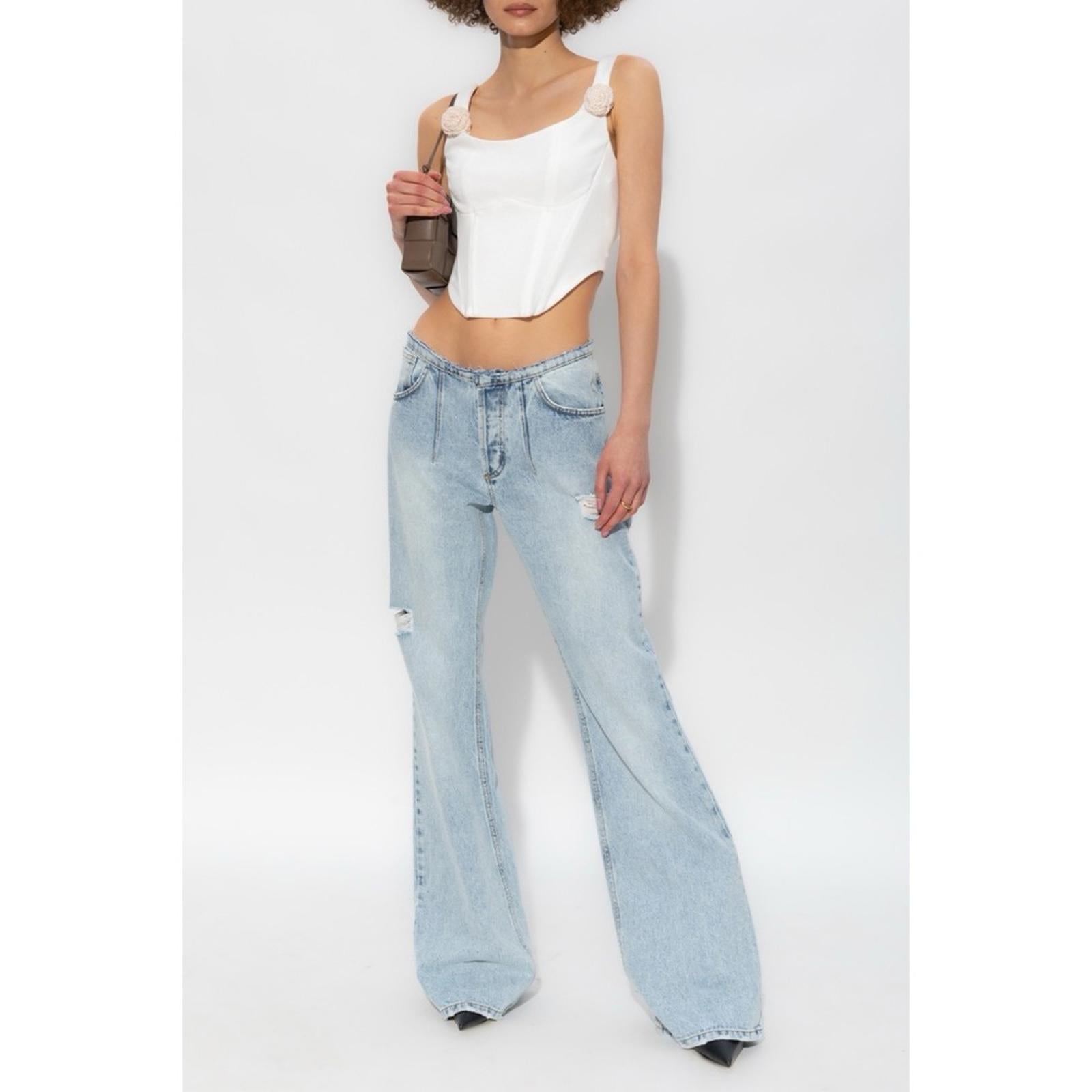 The MANNEI Nula High Rise Flare Jeans in Denim, Lt Blue Size 34 New w/Tag $594