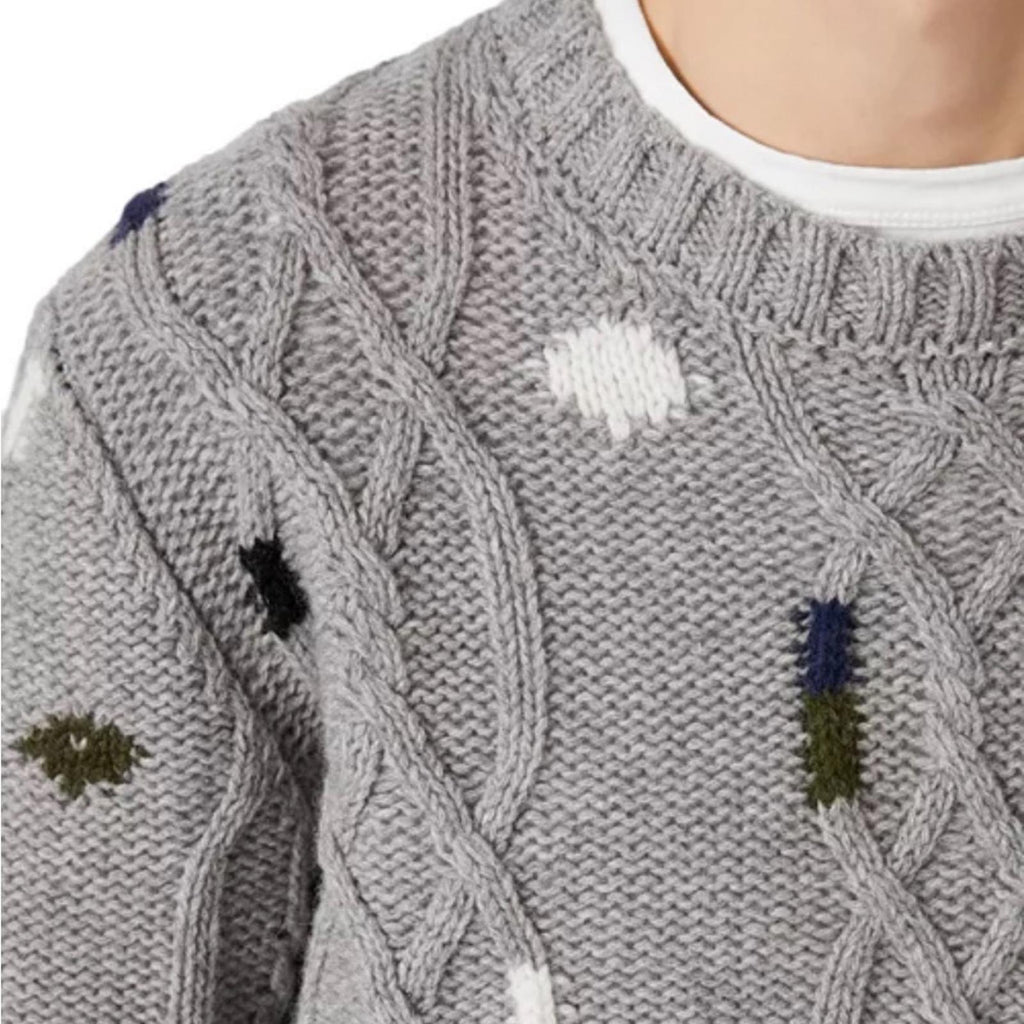 Officine Générale Marco Cable Knit Intarsia Sweater, Size S, NEW (Made in Italy)