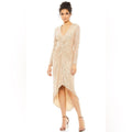 Mac Duggal IEENA Sequined High Low Dress, Rose Gold, Size 12 New w/Tag $348