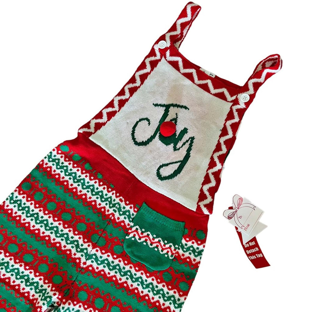 Eyeshadow JOY Christmas Knit Straight-Leg Overalls Holiday Jumpsuit Size L NWT