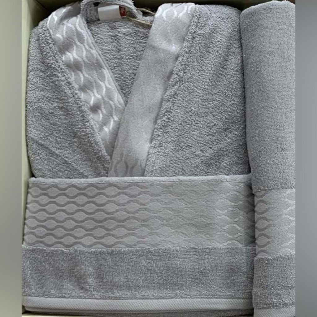 Özdilek Elissa 3-Piece Bathrobe Towel Bathrobe Set Bath Robe & Towels GREY €135