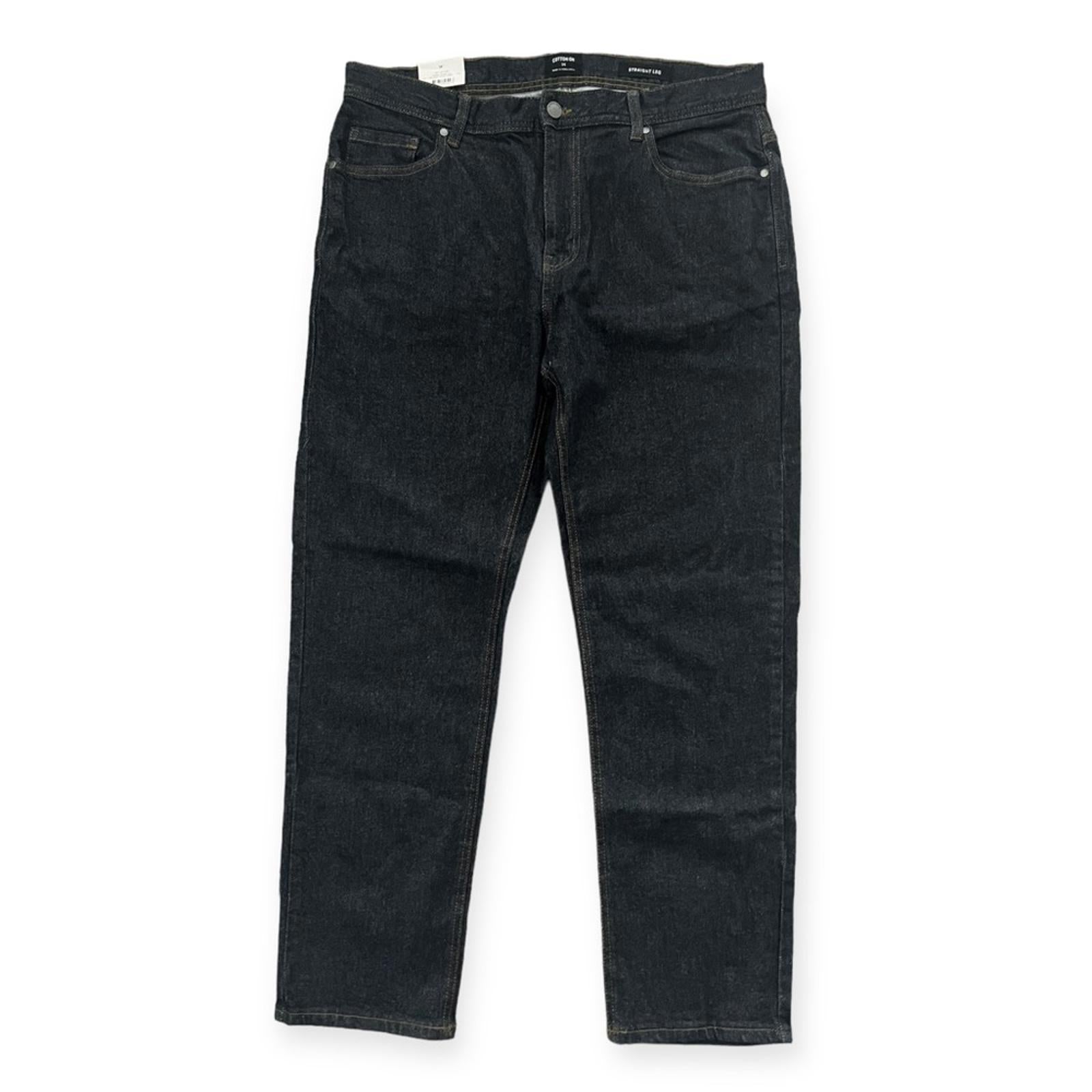 NWT Cotton On Beckley Straight Leg Jeans, Rinsed Indigo, Size 34 New w/Tag