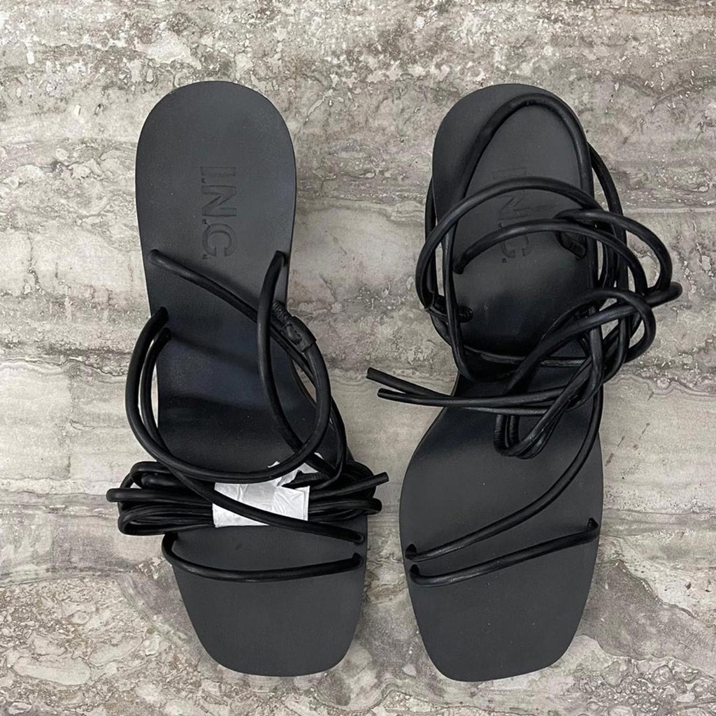 INC Chedel BLACK Lace-Up Ankle-T Sandals, Size 6 New in Box $79.50