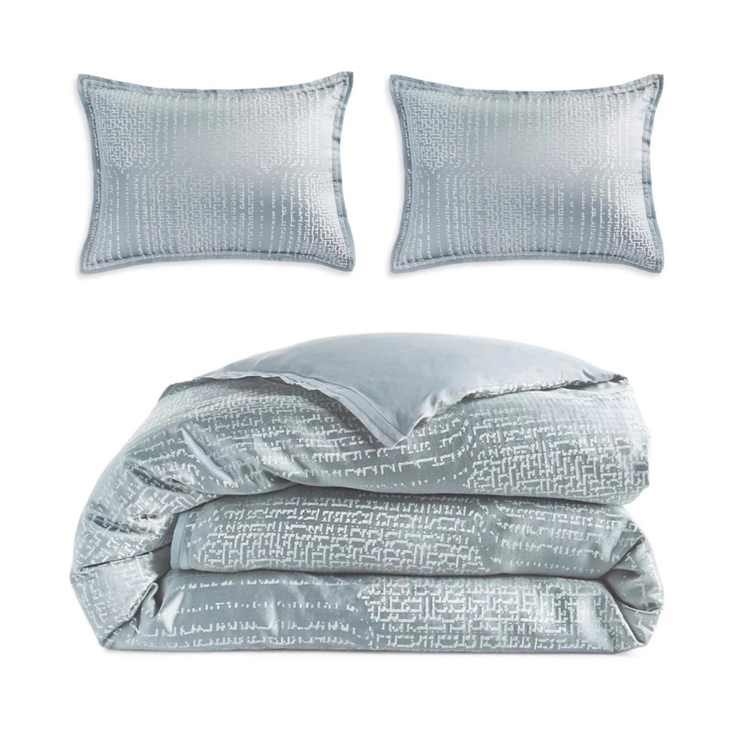 3-Pc Hudson Park Collection Faded Geometric Duvet +2 Shams, Size Queen NWT $660