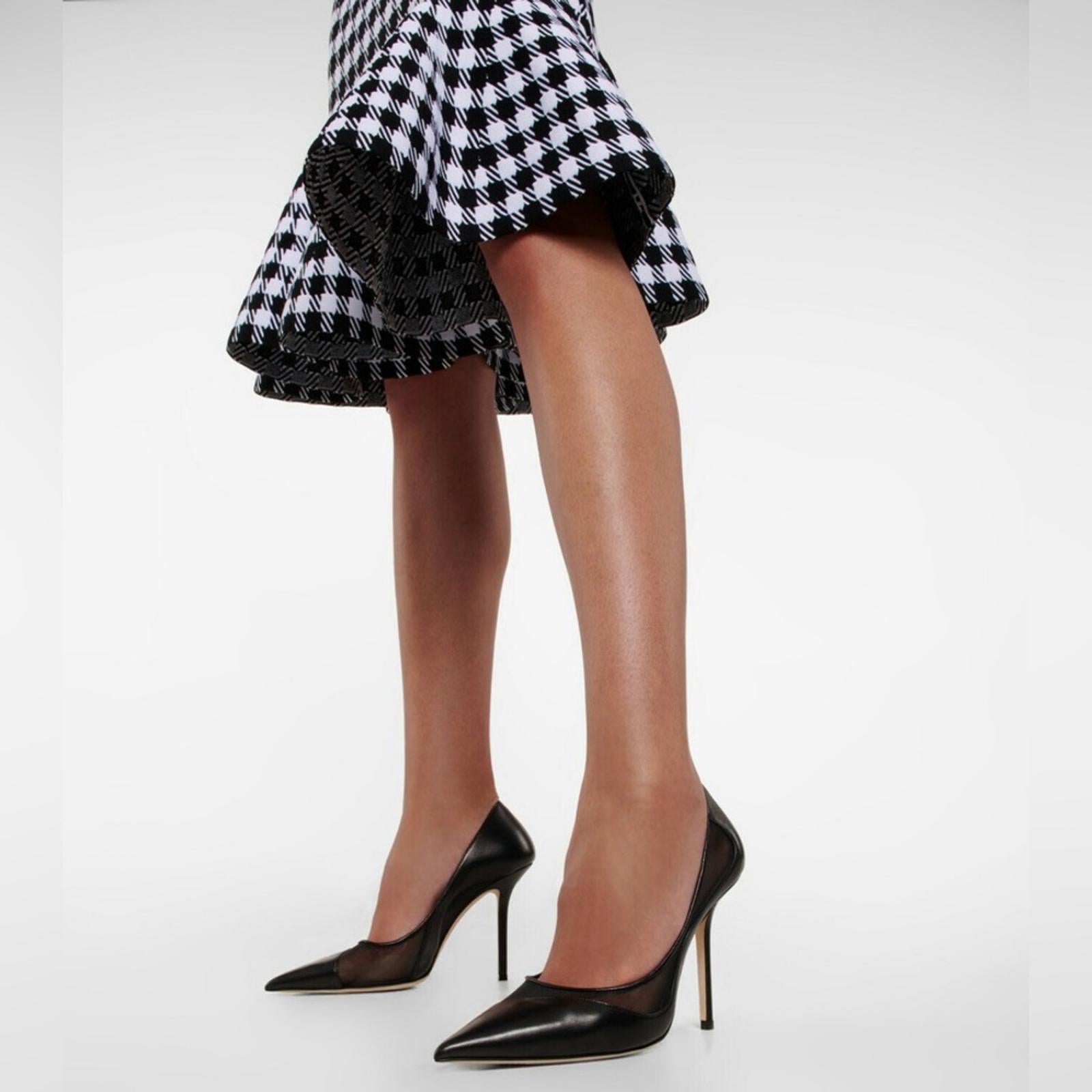 Jimmy Choo Love 85 Leather Mesh Pointed-Toe Pumps Size 43 NEW in Box +2Dust Bags