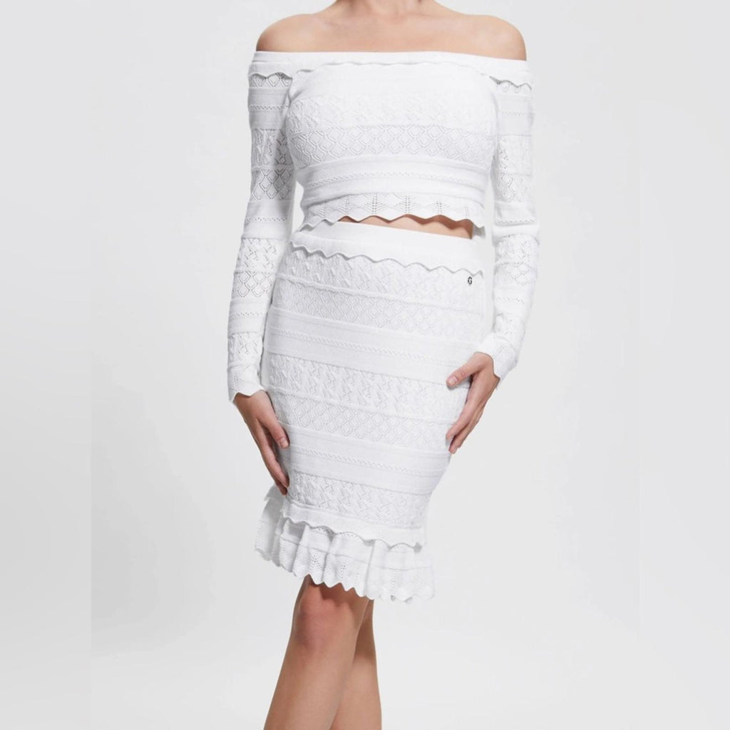 NEW Guess Pointelle Deeta Skirt in Pure White, Size XL New w/Tag