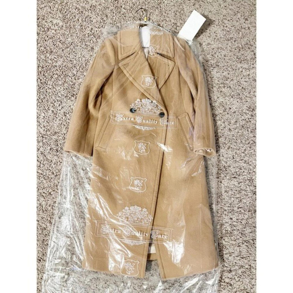 NEW Club Monaco Twill Wool-Blend Trench Coat in Camel Brown, Size M, Dry Cleaned