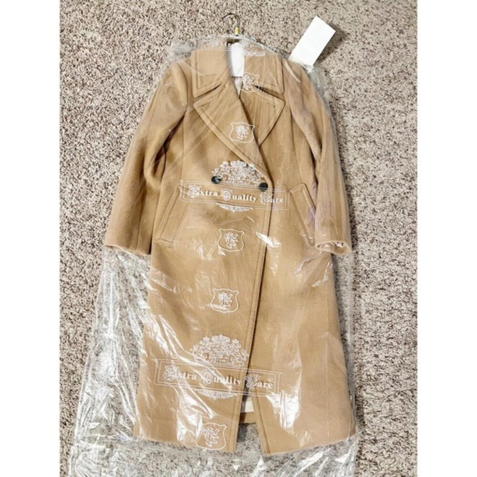 NEW Club Monaco Twill Wool-Blend Trench Coat in Camel Brown, Size M, Dry Cleaned
