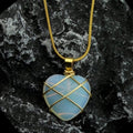 Moonstone Necklace Blue Quartz Heart Necklace, NEW