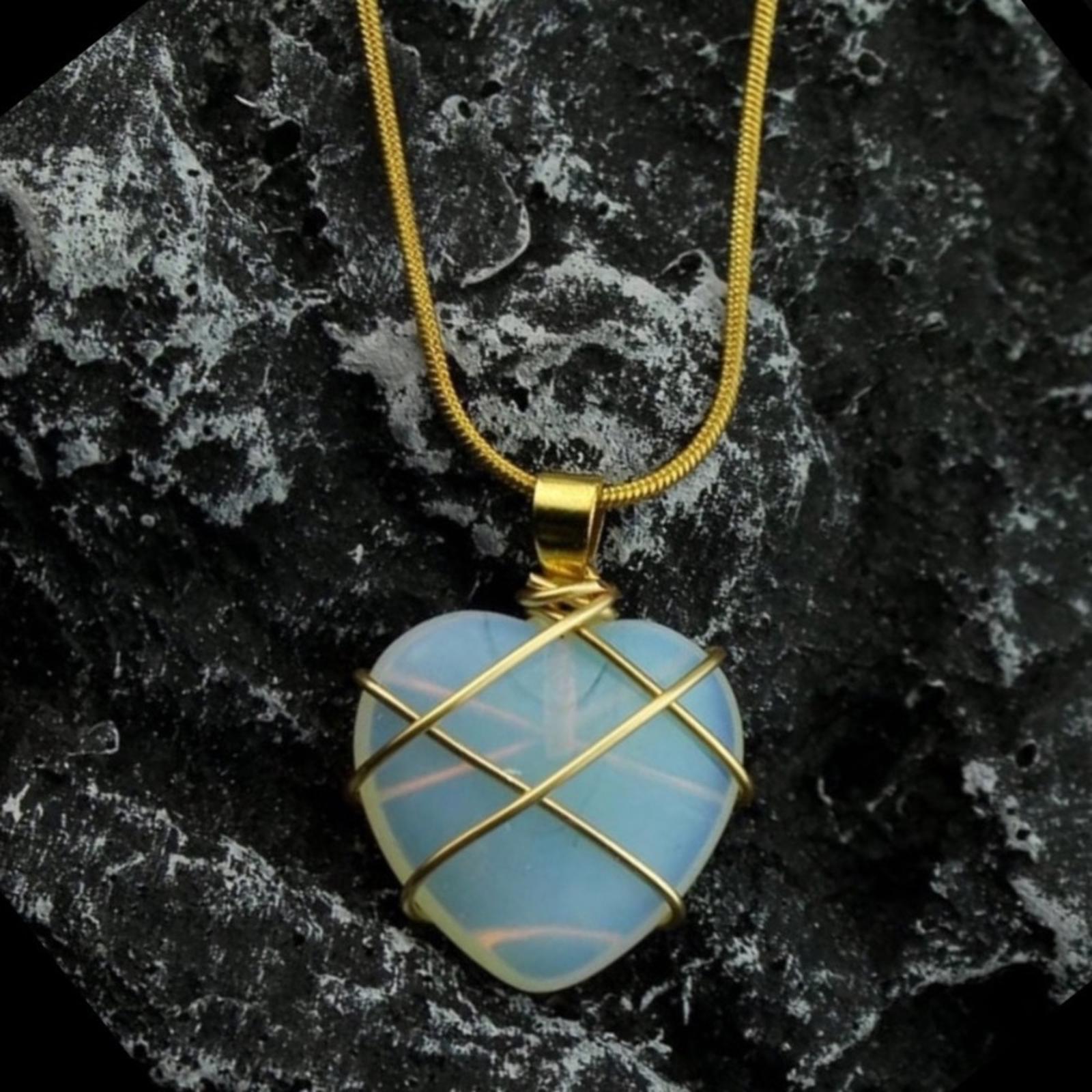 Moonstone Necklace Blue Quartz Heart Necklace, NEW