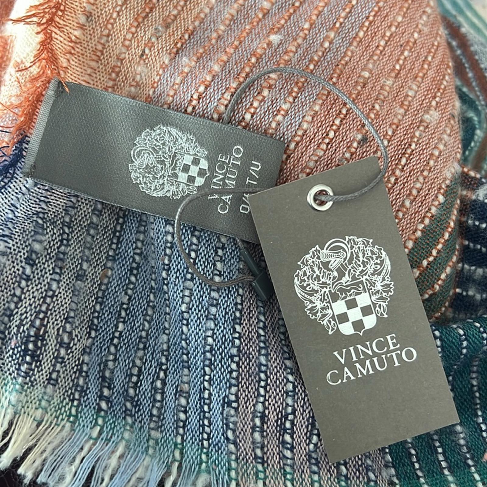 NWT Vince Camuto Plaid Woven Scarf in Orange and Blue New w/Tag
