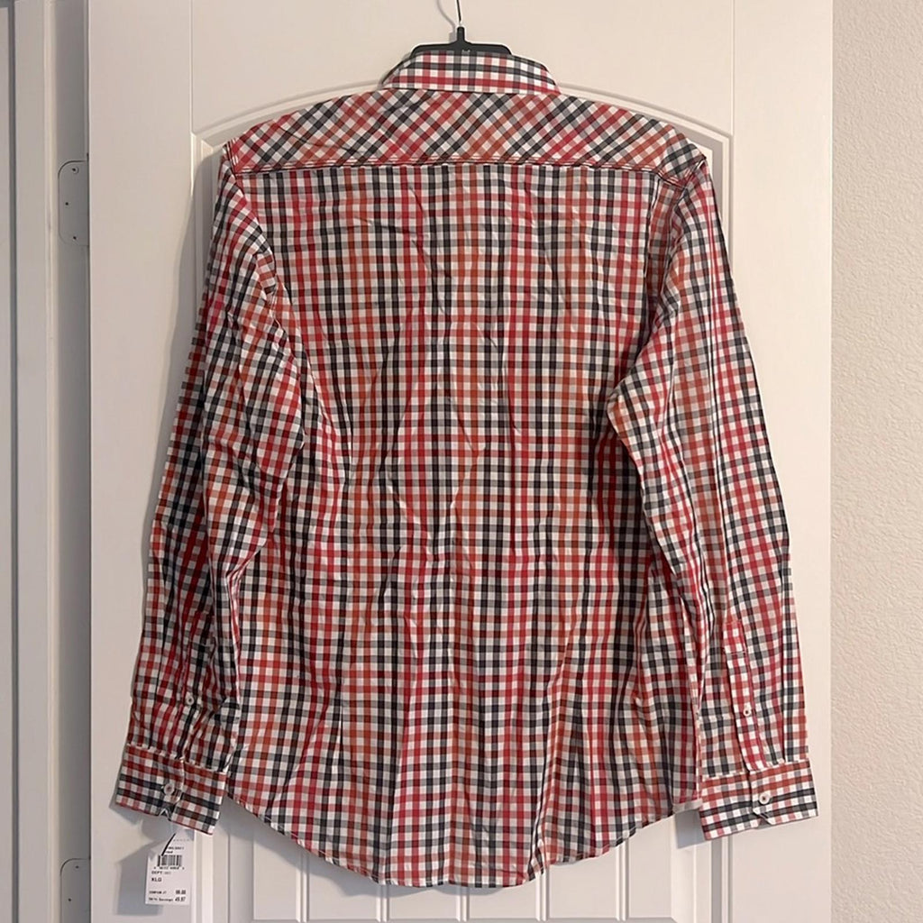 7Diamonds Checkered Button Up Shirt in White/ Navy / Red, Size XL NEW w/Tag