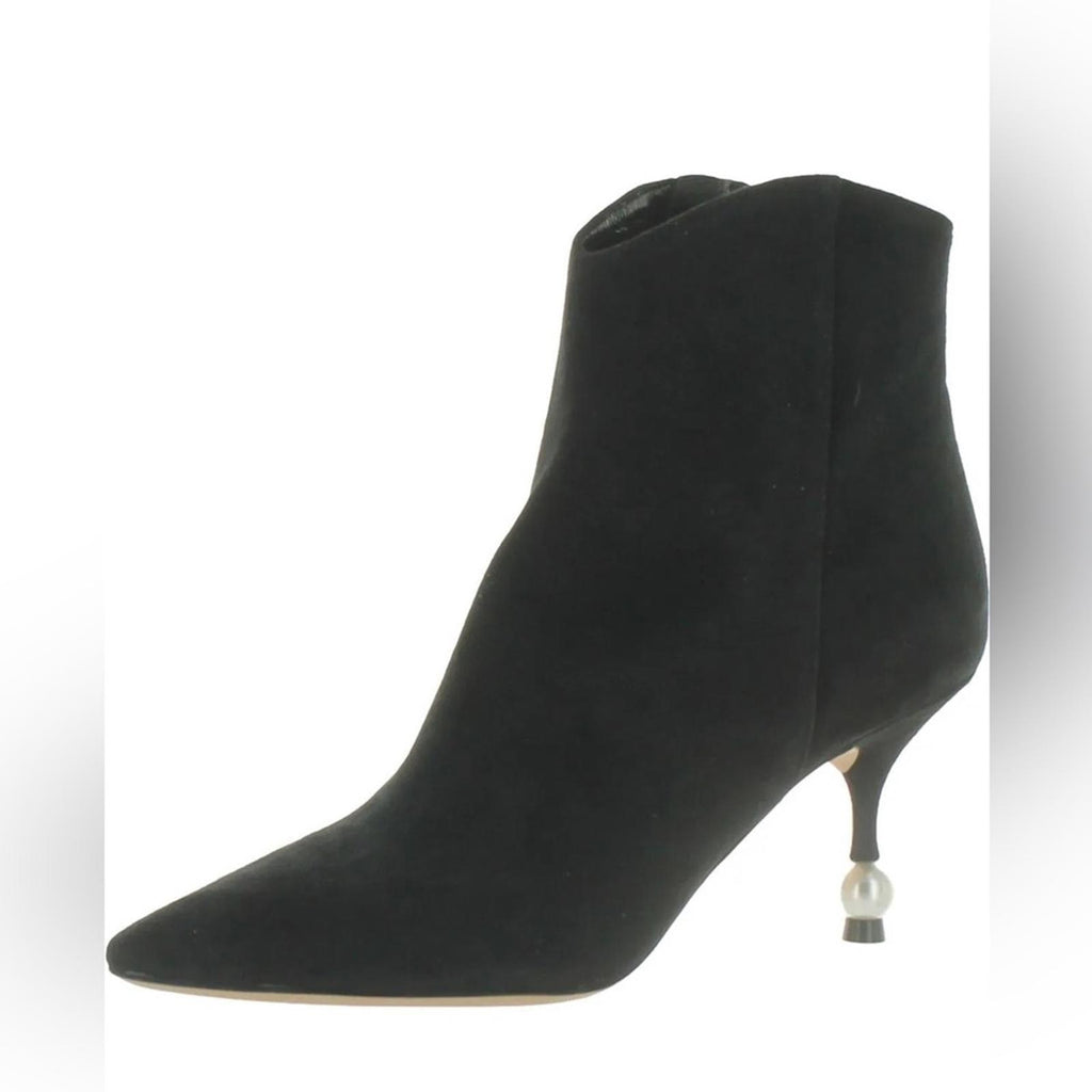 Giambattista Valli Pointed-Toe Suede Heeled Booties Black Size EU 38 NEW $1,090