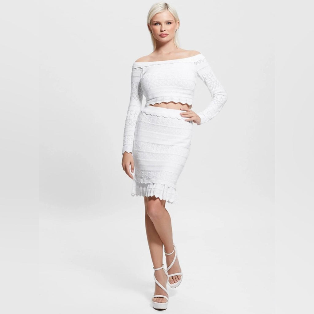 NEW Guess Pointelle Deeta Skirt in Pure White, Size XL New w/Tag