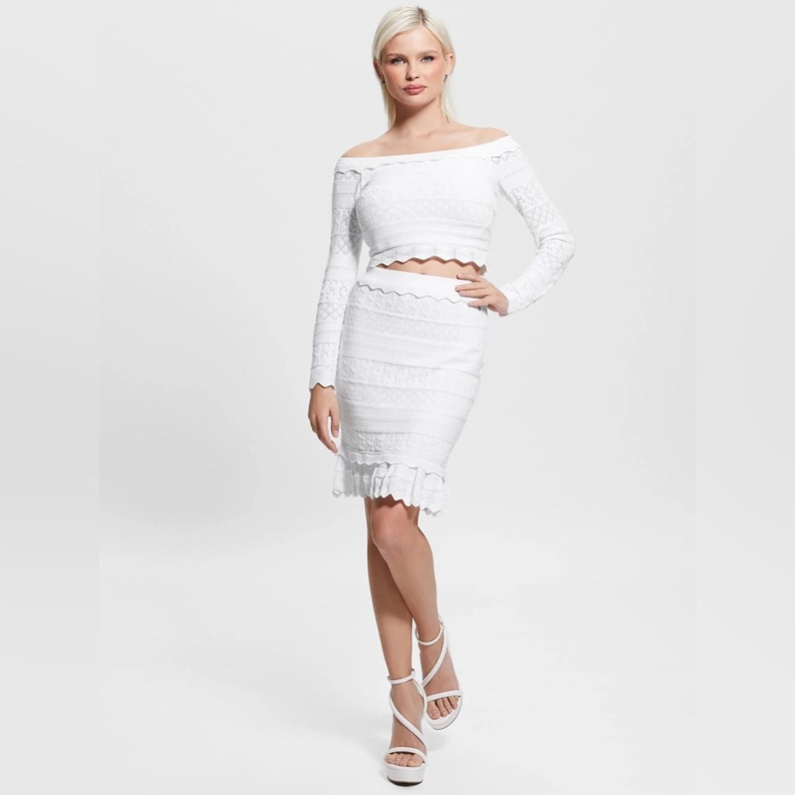 NEW Guess Pointelle Deeta Skirt in Pure White, Size XL New w/Tag