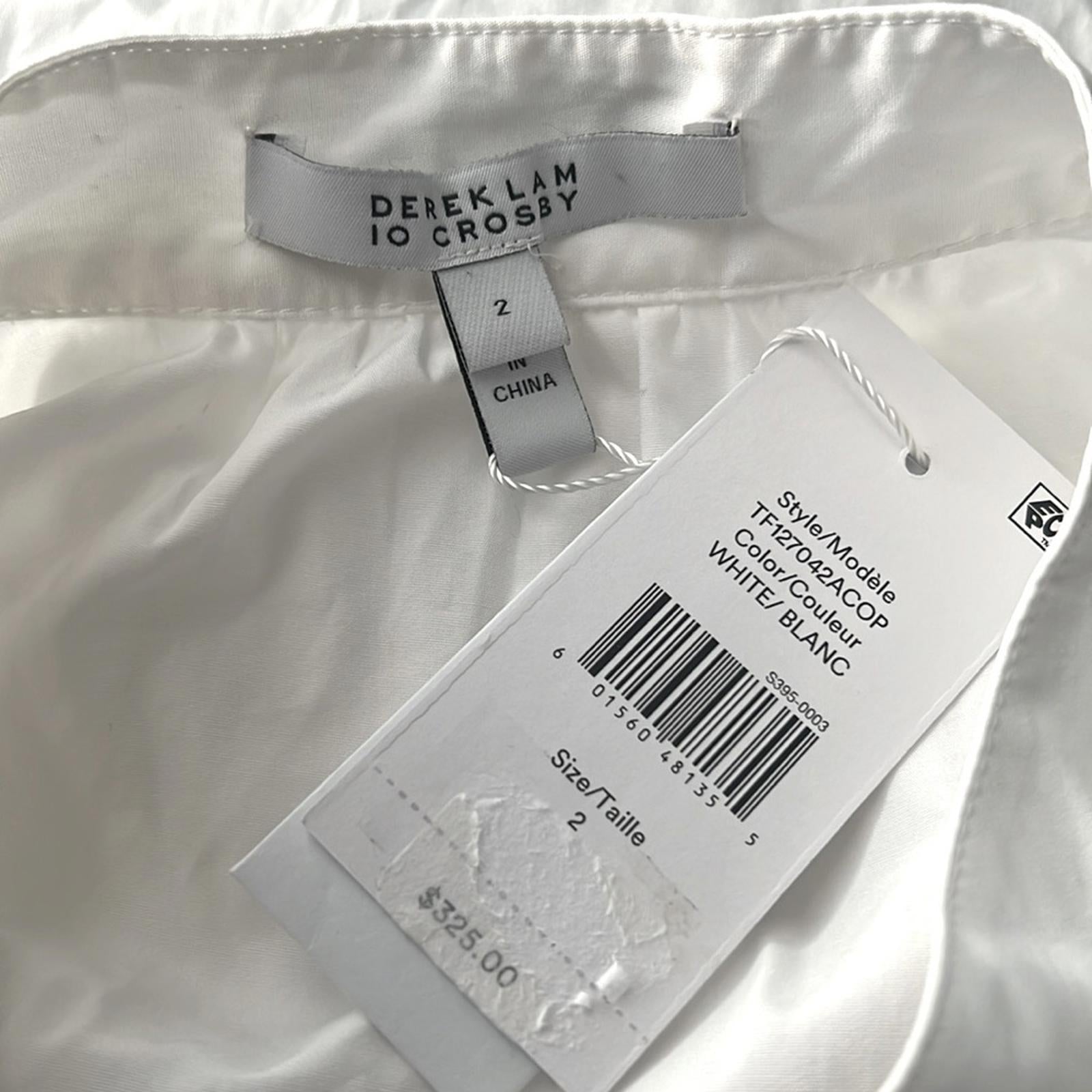 Derek Lam 10 Crosby Renee Ruffle Yoke Cotton Poplin Blouse Size 2 New w/Tag $325