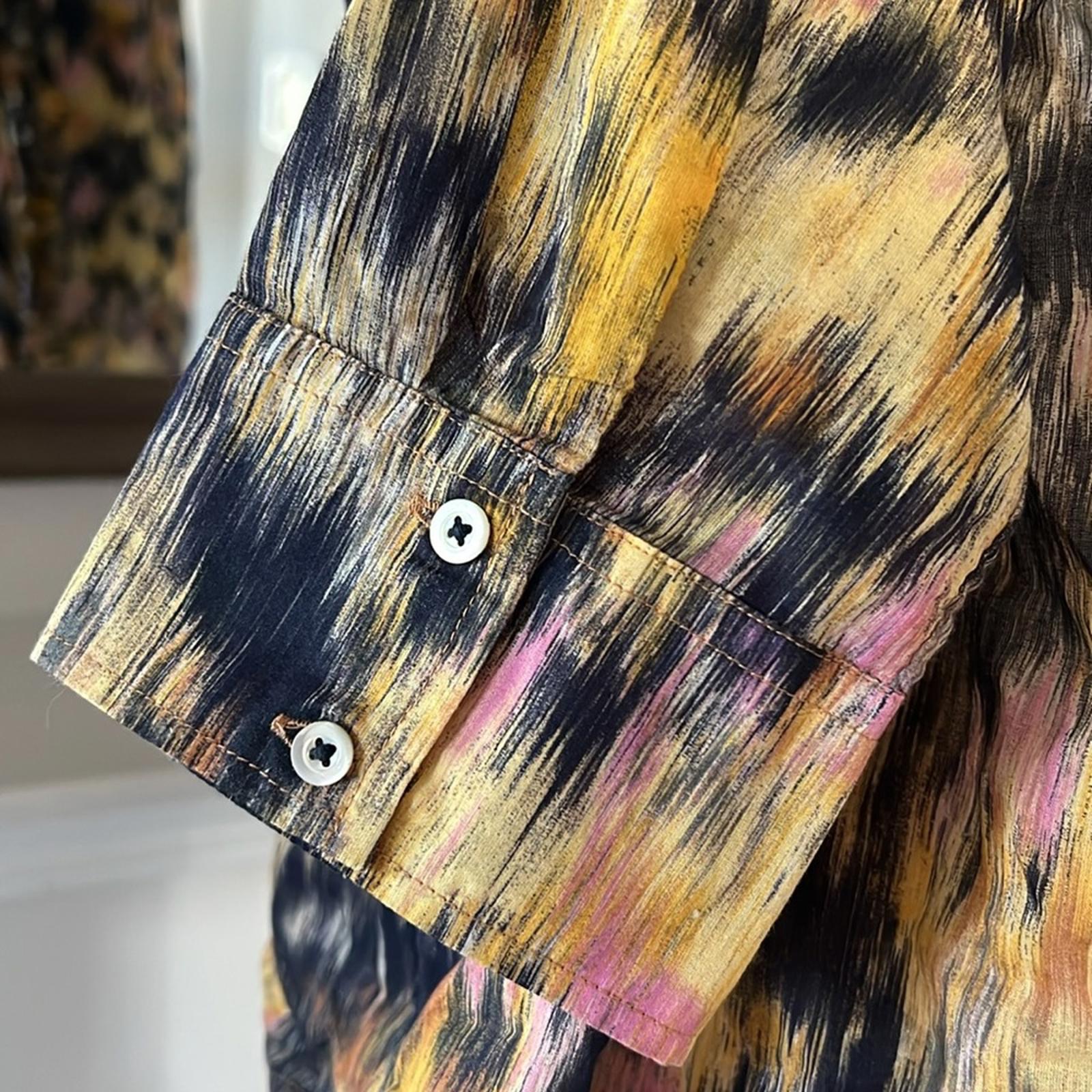 NIC+ZOE Dreamy Refined Ruffle Shirt, Yellow Multi Size XL New w/Tag $158