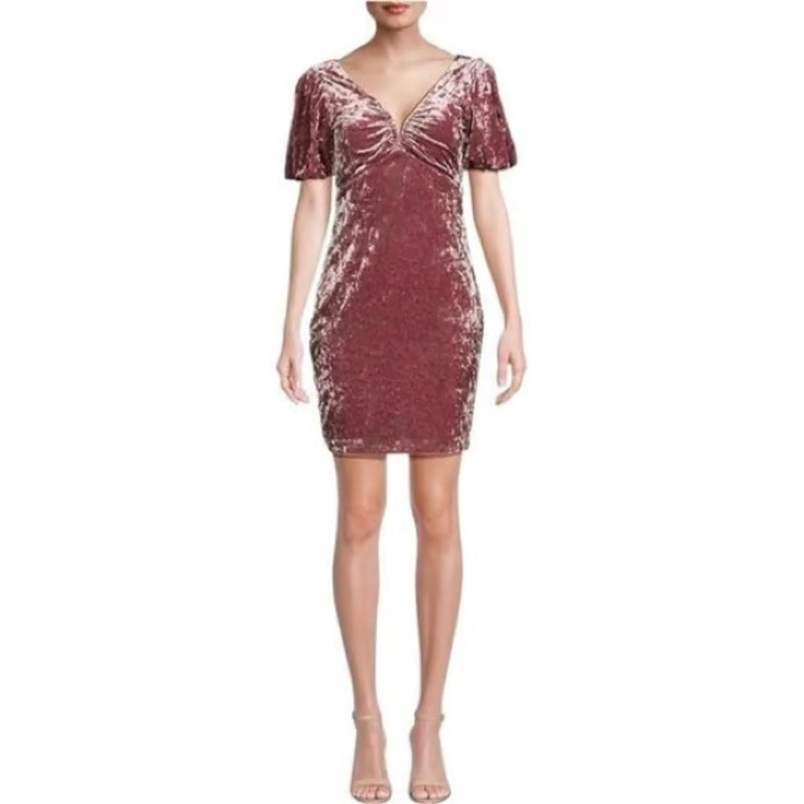 NWT Guess Textured Bodycon Crushed Velvet Mini Dress in Wine Size 12 New w/Tag