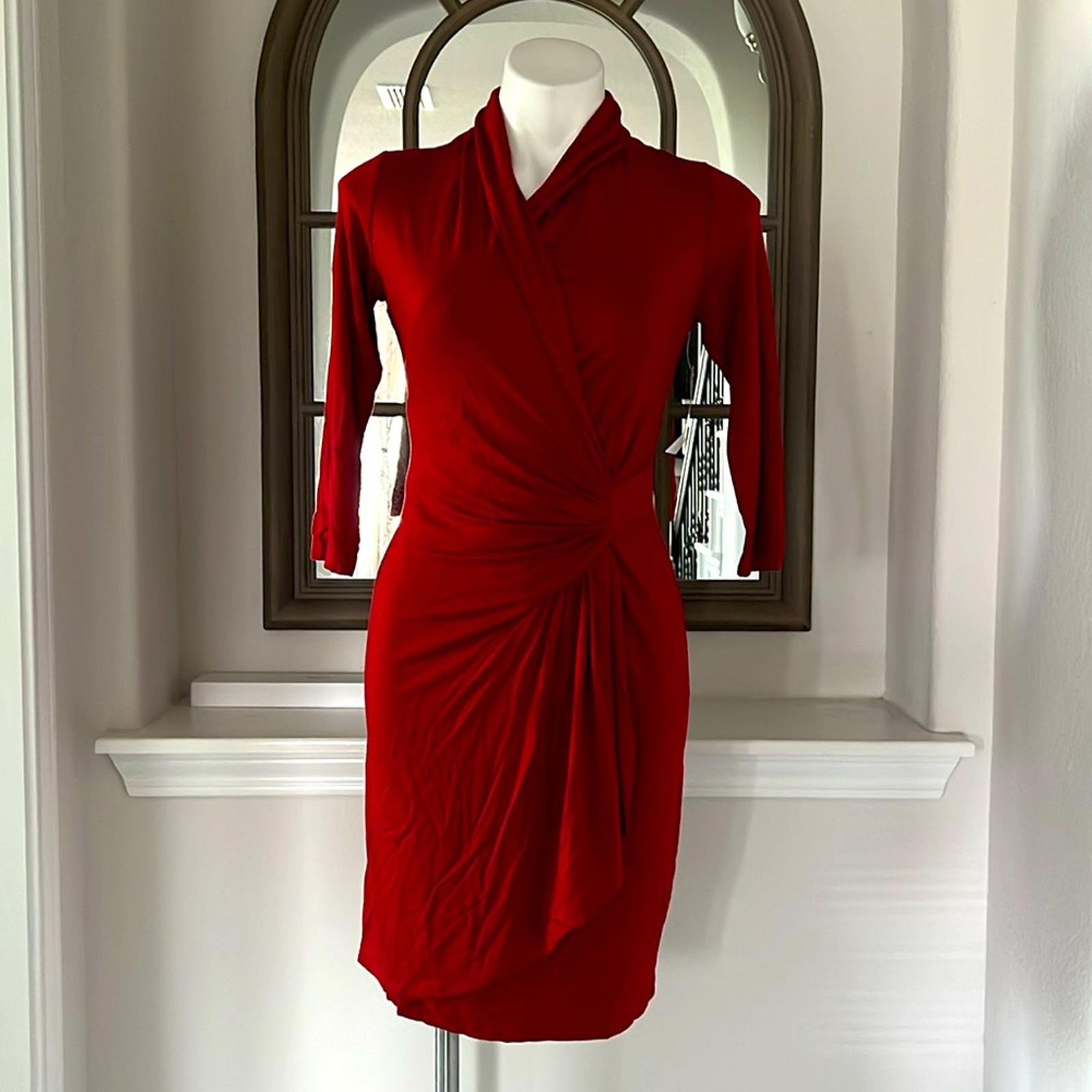 Karen Kane Cascade Faux Wrap Dress in Red, Size XS New w/Tag