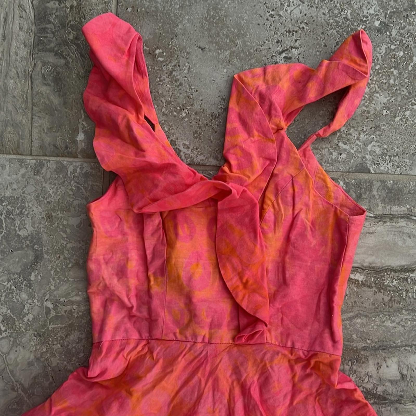 Sika V-Neck Cybil Tiered Fit & Flare Dress, Pink Size 6 Retail $295 EXCELLENT!