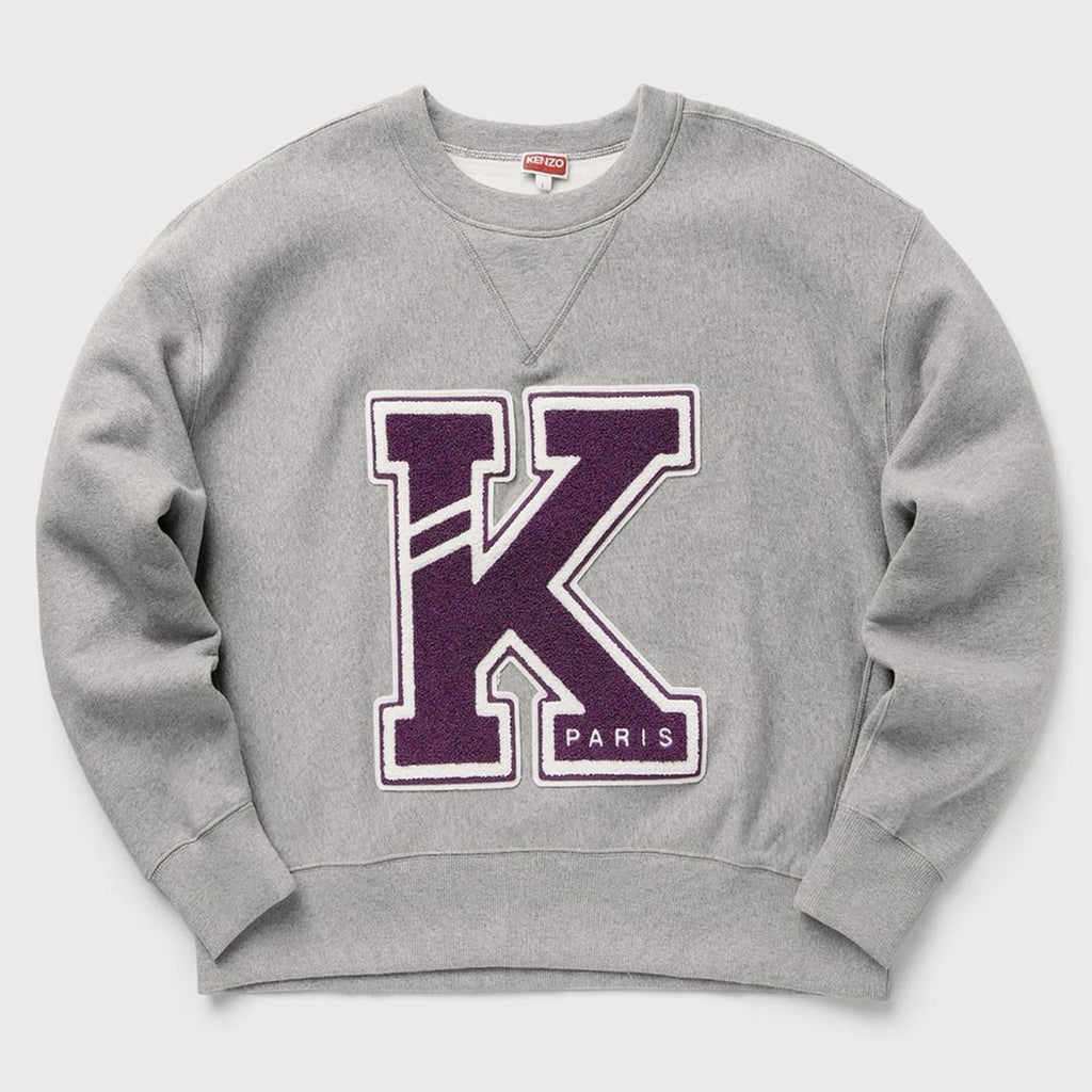 Kenzo Logo-Appliquéd Cotton-Jersey Sweatshirt in Pearl Gray, NWT, Size L