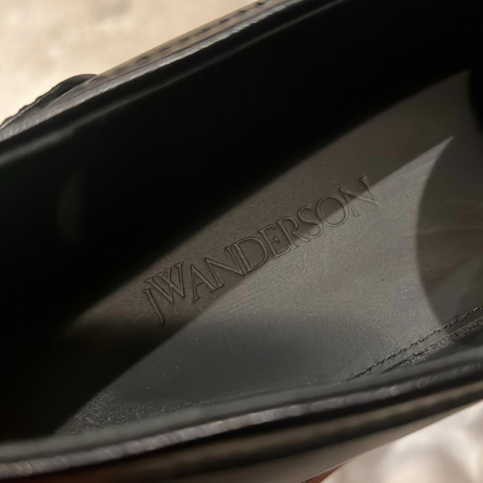 JW Anderson Anchor Logo Loafers in Black Leather Size 41