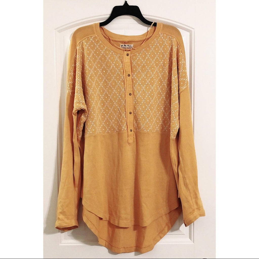 Free People Henley Long Sleeve Top Sweater, Size XL New with Tag Retail $108
