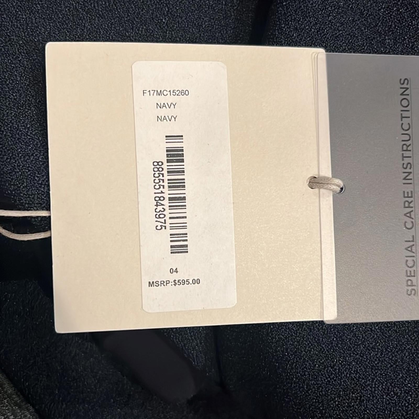 NWT TIBI Mica Crepe Jumper in Navy, Size 4 New w/Tag Retail $595