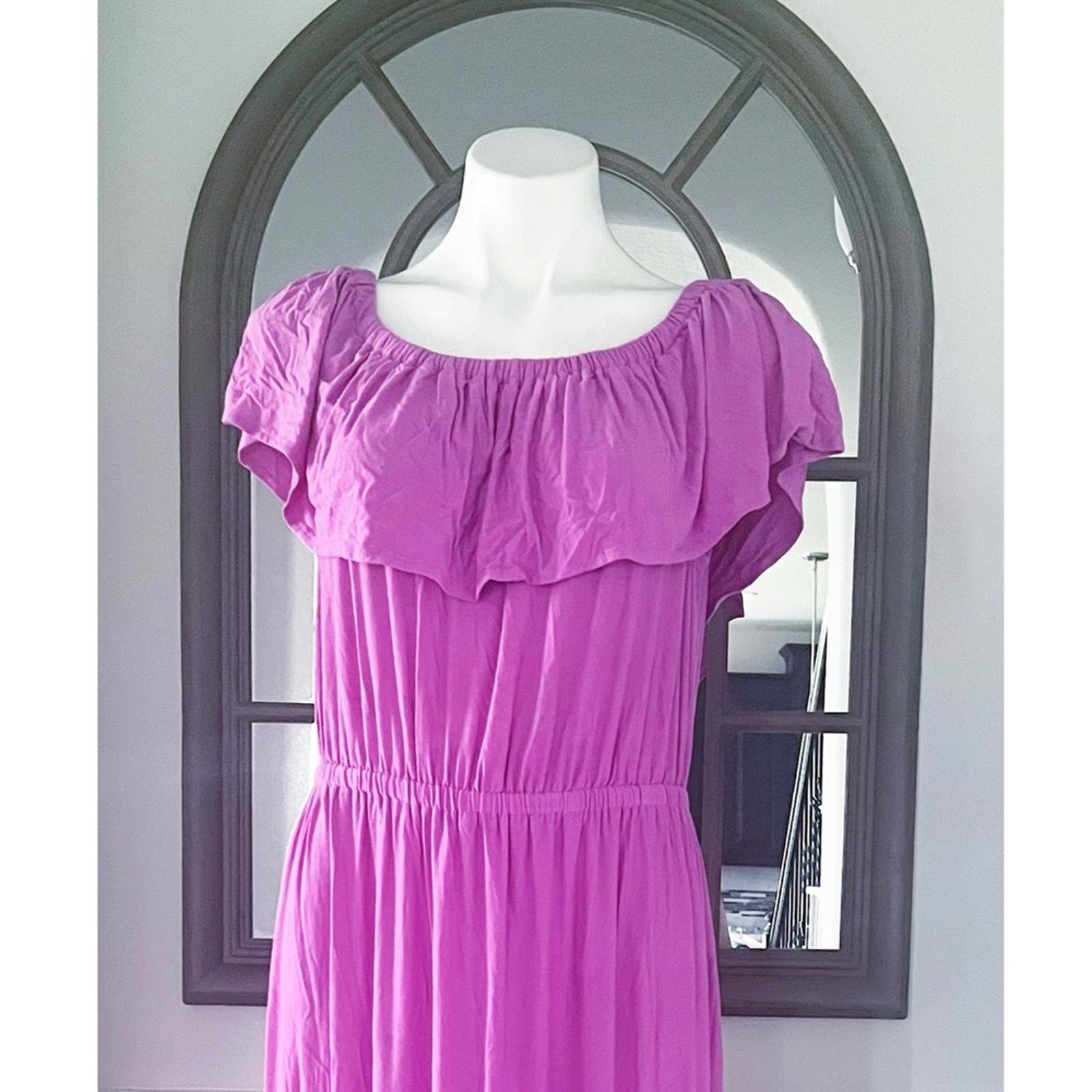 Lane Bryant Ruffle Off-The-Shoulder Maxi Dress in Purple Size 14/16 EXCELLENT!