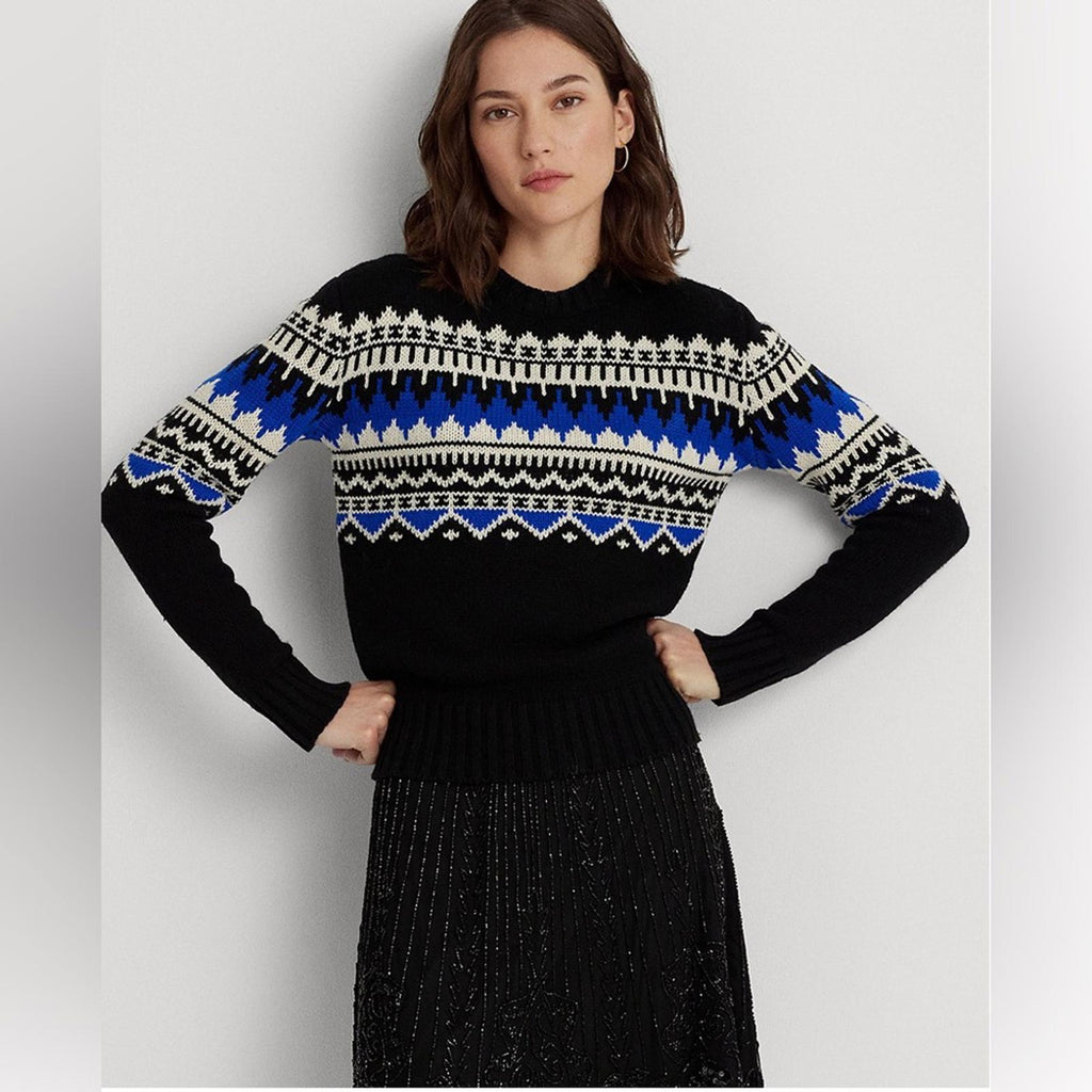 Lauren Ralph Lauren Fair Isle Wool-Blend Crewneck Sweater, Size S New w/Tag $225