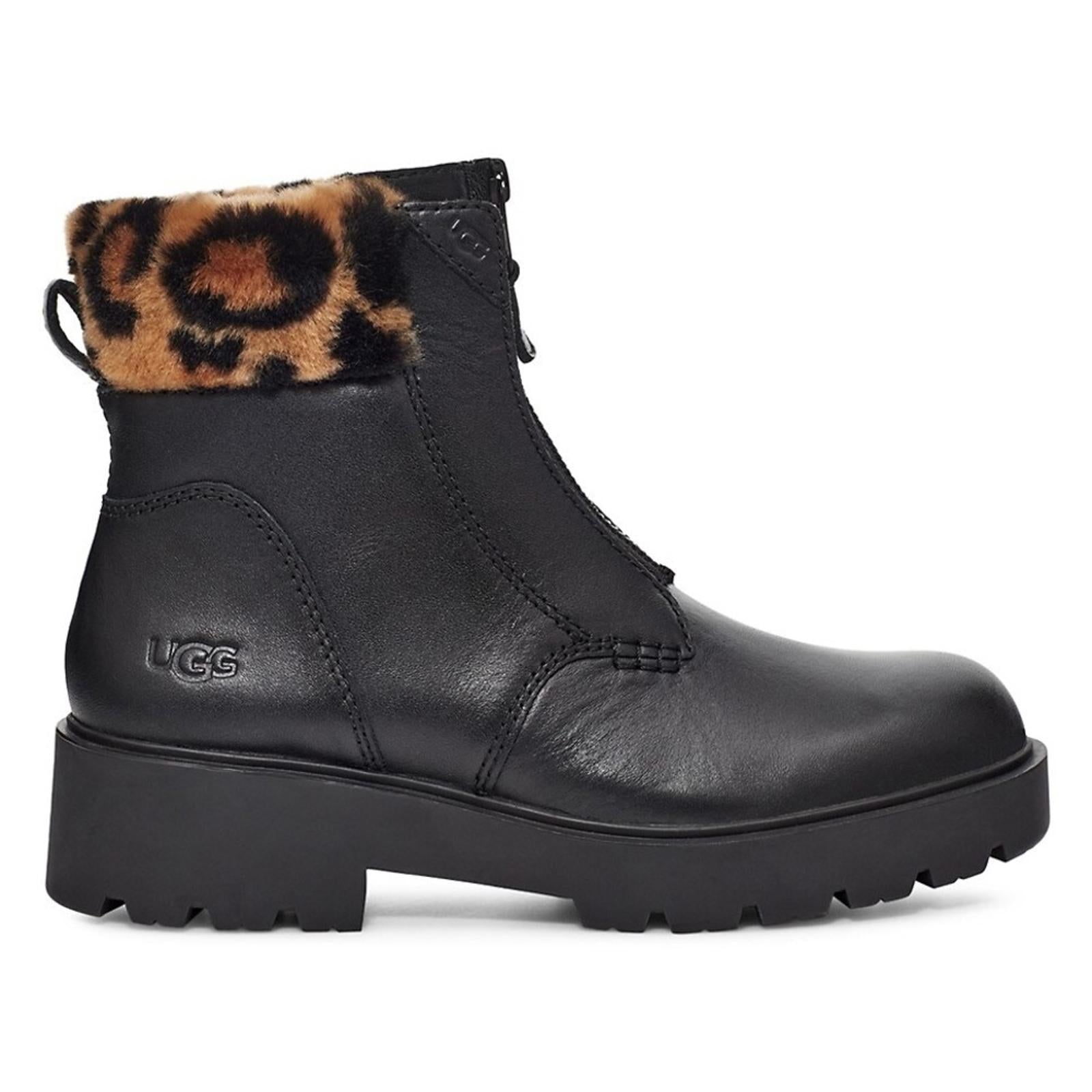 UGG Czeriesa Panther Print Leather Boots in Black, NWT, Size 5