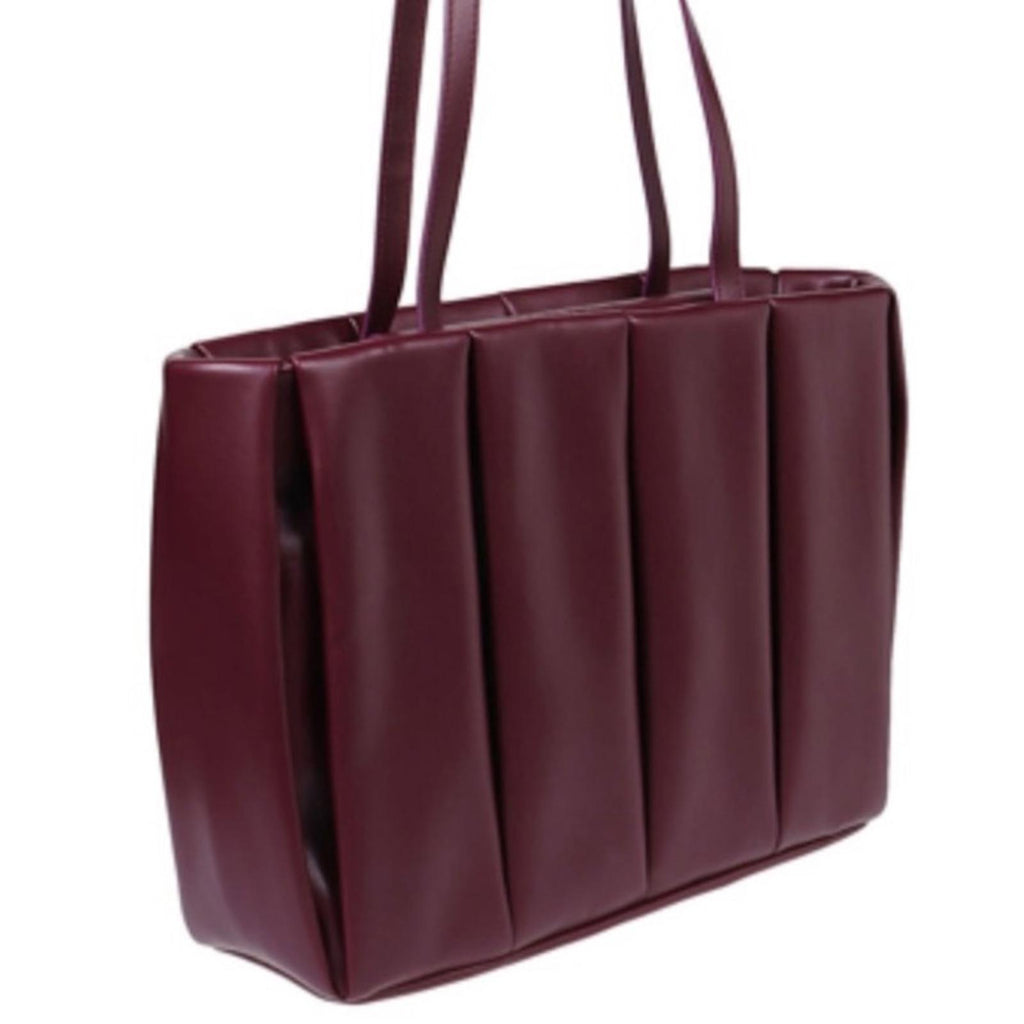 Themoirè Kore Vegan Nappa Quilted Tote (Made in Italy) Burgundy, New w/Tag