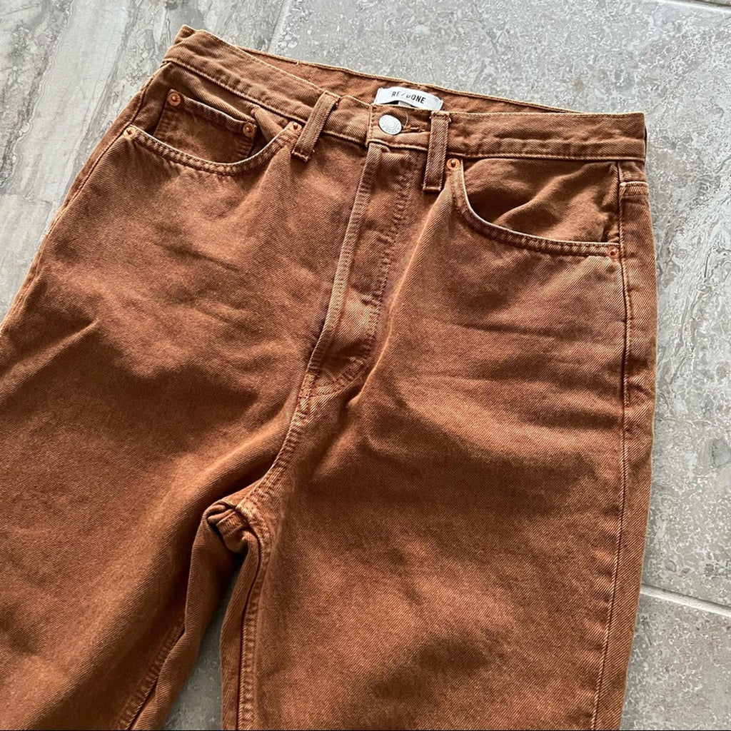 Re/Done Ultra High-Rise Stovepipe Jeans in Terracotta, Size 29 New w/Tag
