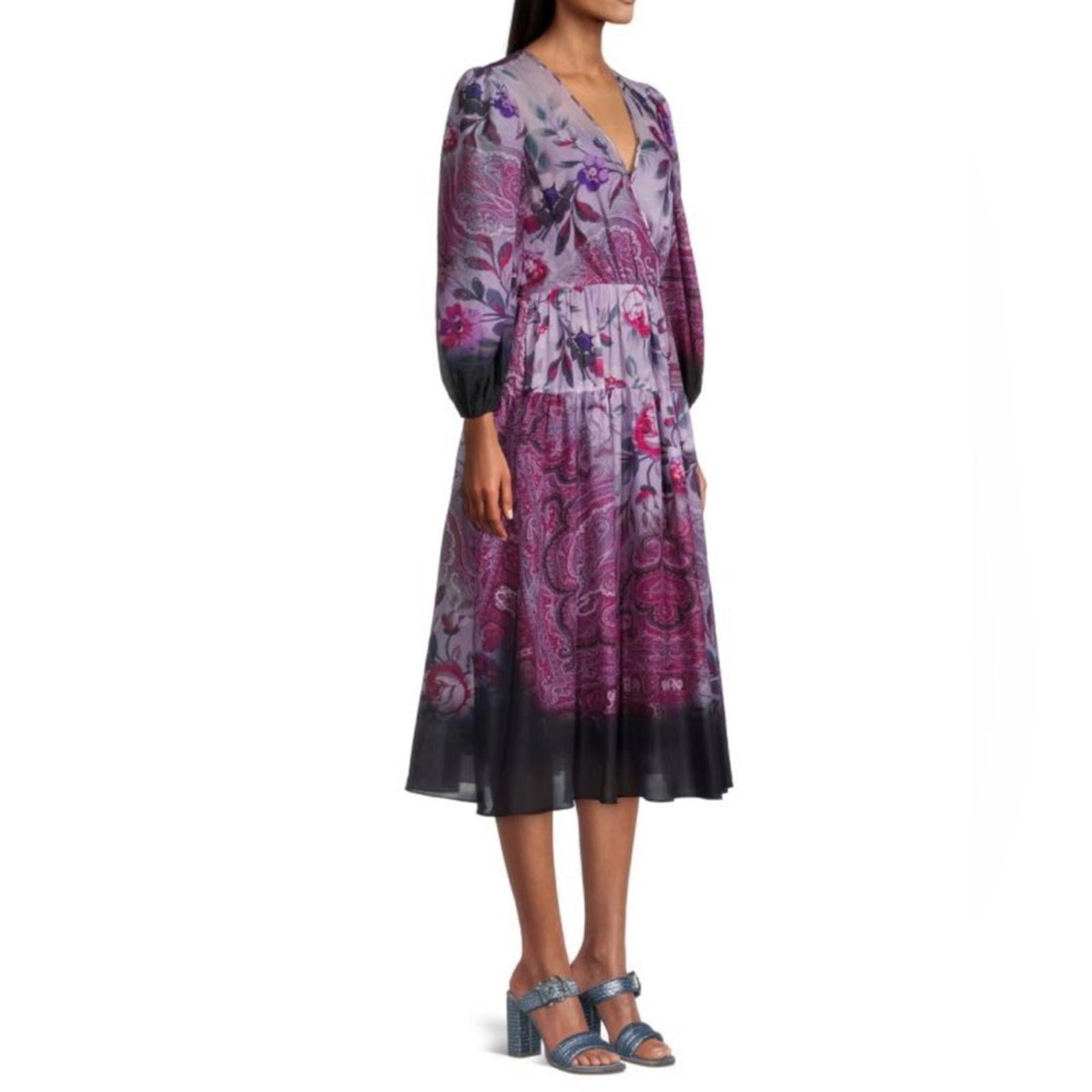 Kobi Halperin Chloe Blouson Sleeve Midi Dress w/Pockets Size XS New w/Tag $578