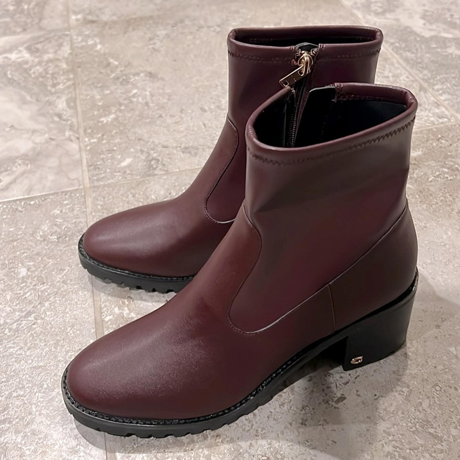 Coach Joy Lug-Sole Booties in Dark Cranberry, Size 11 New in Box $250