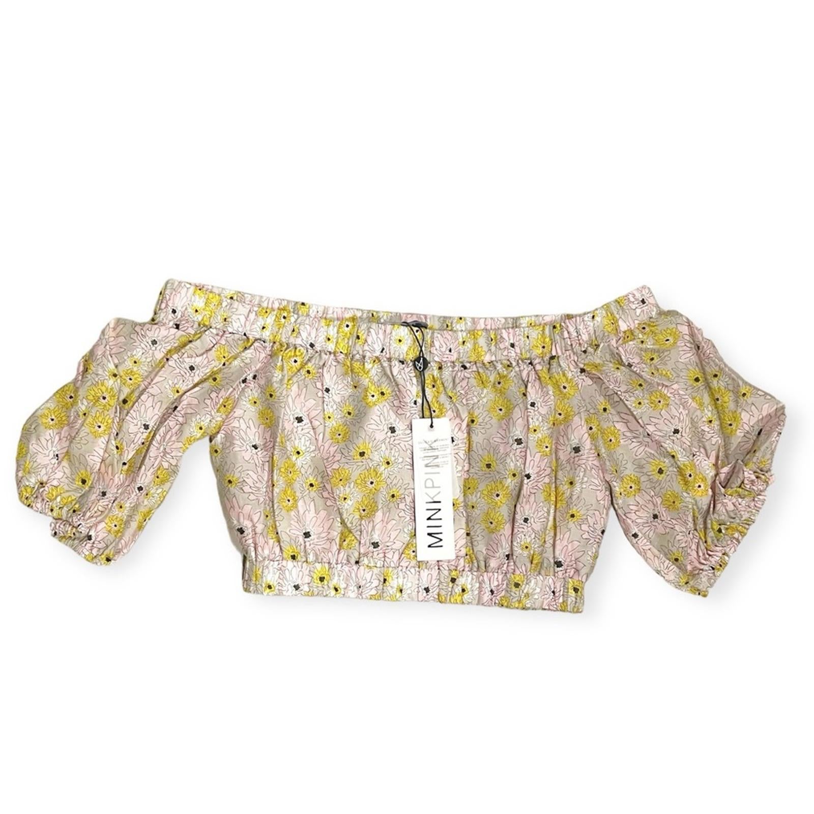 MINKPINK Mitta Mitta Cropped Off-the-Shoulder Top in Multi, Size XS New w/Tag